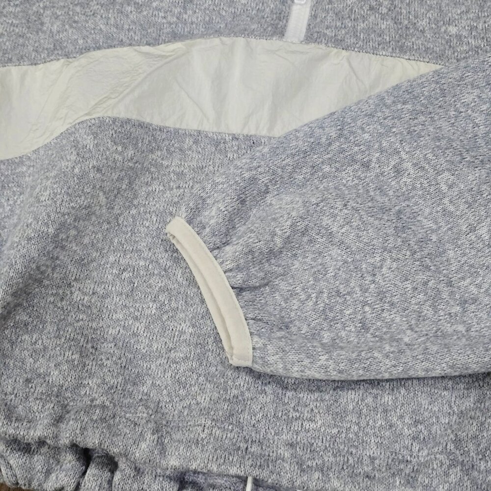 PINK Victoria’s Secret ✦ Heathered Gray Zip Pullover ✦ White Stripe Drawstring - Picture 5 of 10